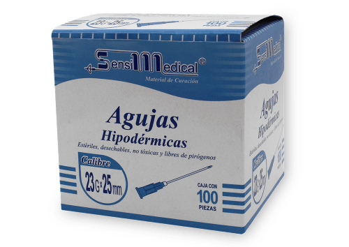 AGUJA HIPODÉRMICA (SensiMedical) 23Gx25mm. Cja. c/100 Pzs.