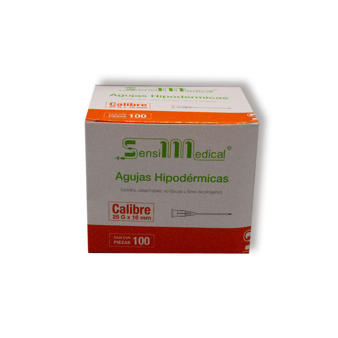 AGUJA HIPODERMICA (Sensimedical) 25Gx16mm. Cja. c/100 Pzs.