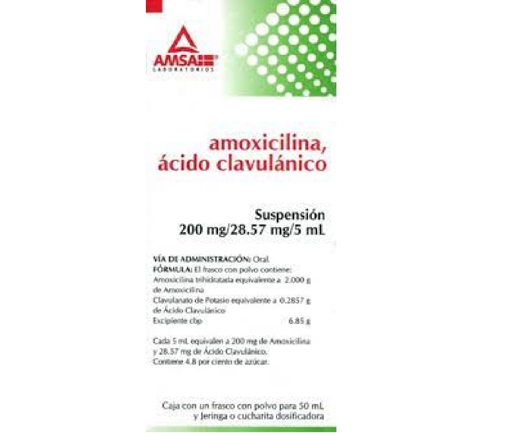 🚚AMSA Amoxicilina, acido clavulanico 200mg/28.57 mg/5ml