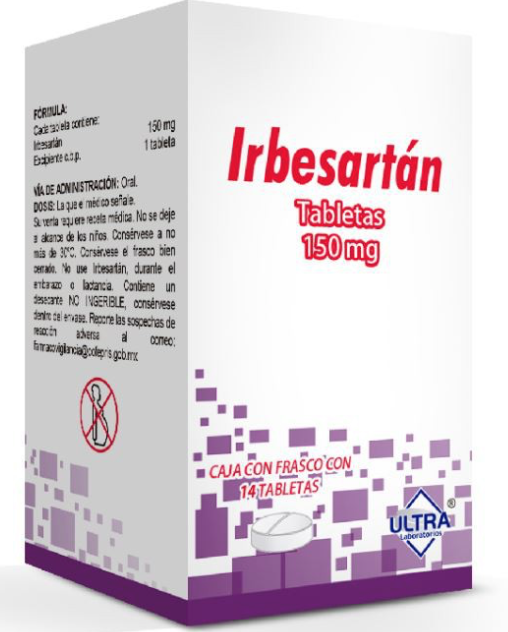 IRBESARTÁN (Ultra) c/14 TABS. 150 MG.