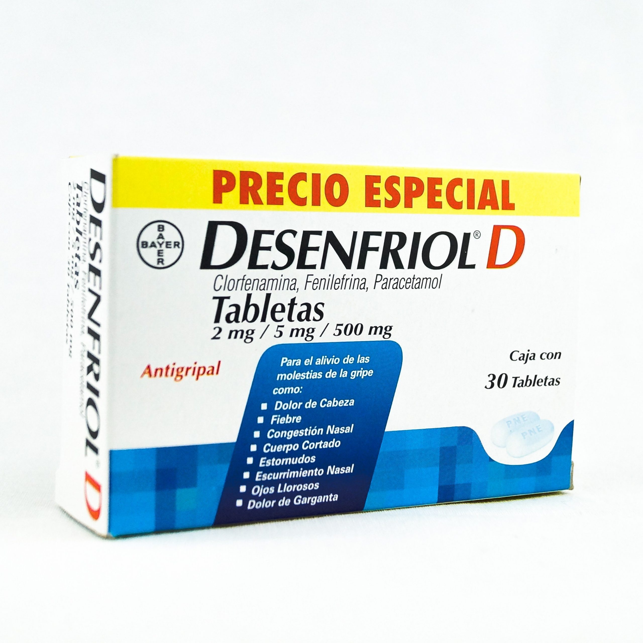 DESENFRIOL-D c/30 TABS. 2/5/500 MG.