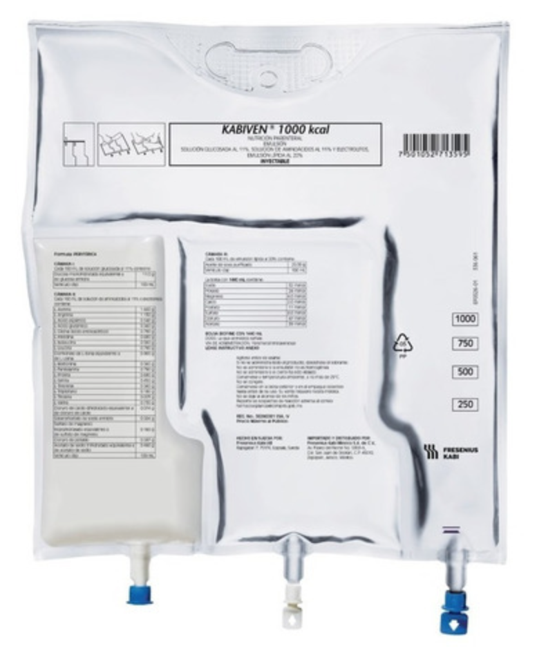 KABIVEN Emulsión Iny. ADMON. PERIFÉRICA Bolsa Multicámara 1440 ML. 1000 Kcal.