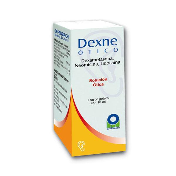 DEXNE ÓTICO SOL. Fco. Gotero 10 ML. 1.0-3.5-15.0 MG/1 ML. dexametasona+neomicina+lidocaina
