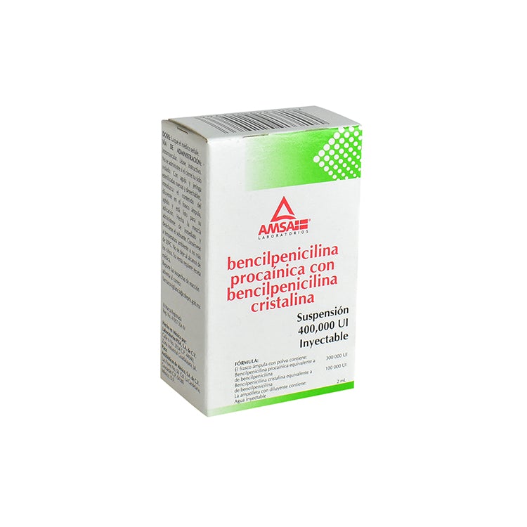 BPNA. PROCAÍNICA c/CRISTALINA (Amsa) Susp. Iny. c/1 FCO. AMP. 400,000 UI/2 ML.