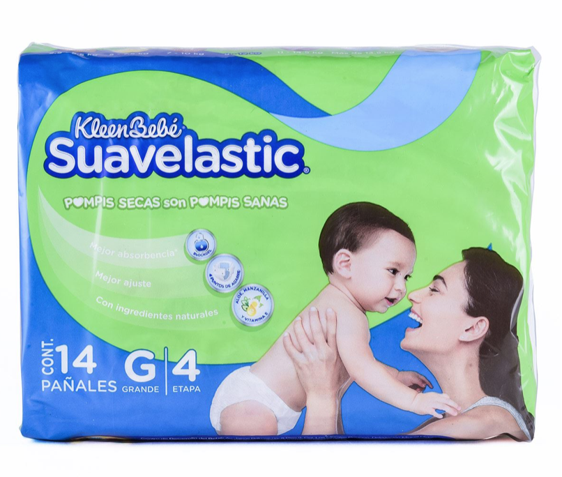 KLEENBEBÉ SUAVELASTIC GRANDE (Etapa 4 / 9-12 Kg.) c/14 Pzs.