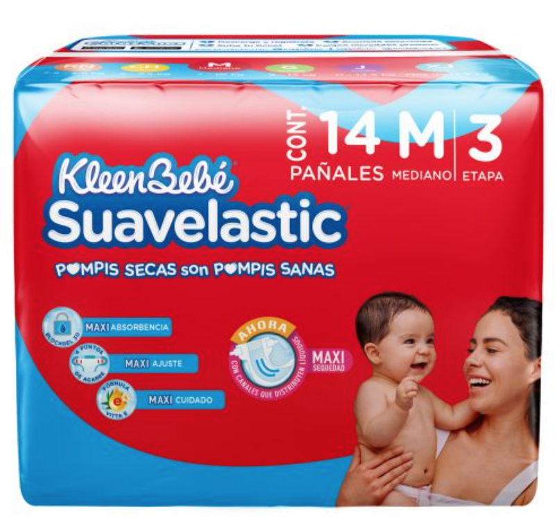 KLEENBEBÉ SUAVELASTIC (Etapa 3-M / 7-10 Kg.) c/14 Pzs.