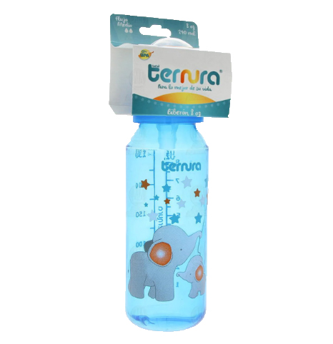 BIBERÓN "Ternura" AZUL c/MAMILA 4 OZ/120 ML.