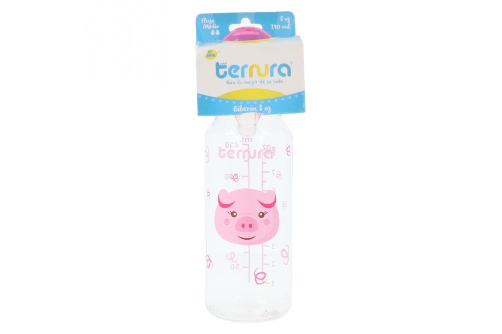 BIBERÓN "Ternura" ROSA c/MAMILA 8 OZ/240 ML.