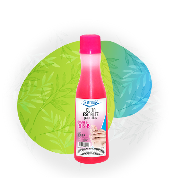 QUITA ESMALTE PARA UÑAS Aroma a Rosas (Sanax) Fco. 70 ML.