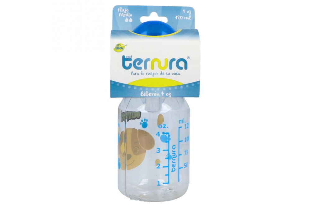 BIBERÓN DECORADO C/MAMILA "TERNURA" 2.5 OZ/75 ML.