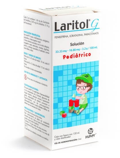 LARITOL-G SOL. Pediátrico Fco. 120 ML. 33.33 MG-16.66 MG-3.2 G/100 ML.