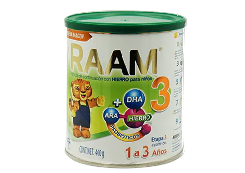 LECHE RAAM Etapa 3 (1 a 3 Años) POLVO Lata c/400 G.