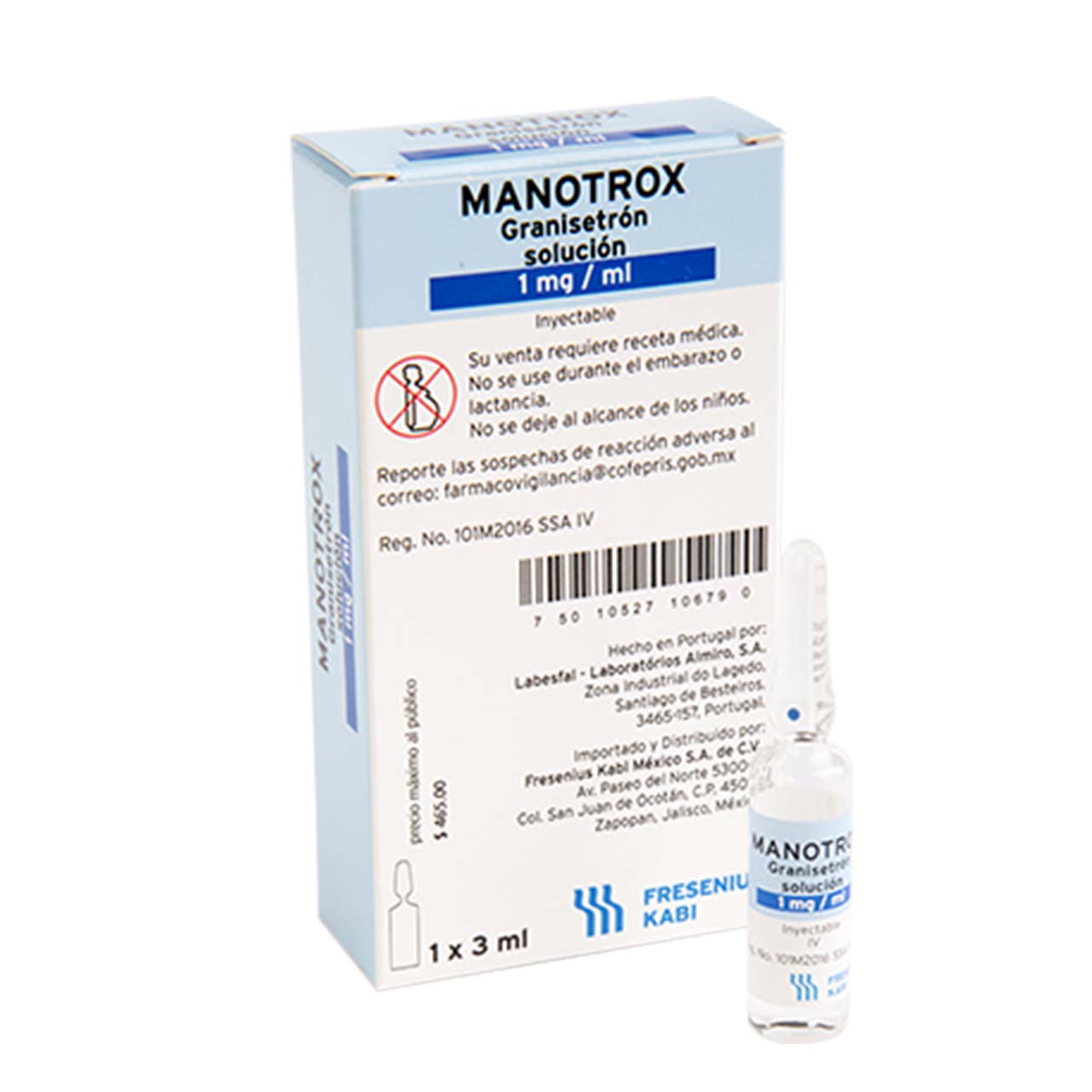 MANOTROX Sol. Iny. c/1 AMPTA. 3 ML. 1 MG/1 ML.