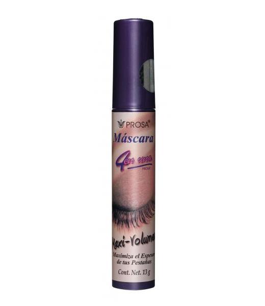 MASCARA 4 en UNO Maxi-Volúmen Color NEGRO Tubo c/13 G.