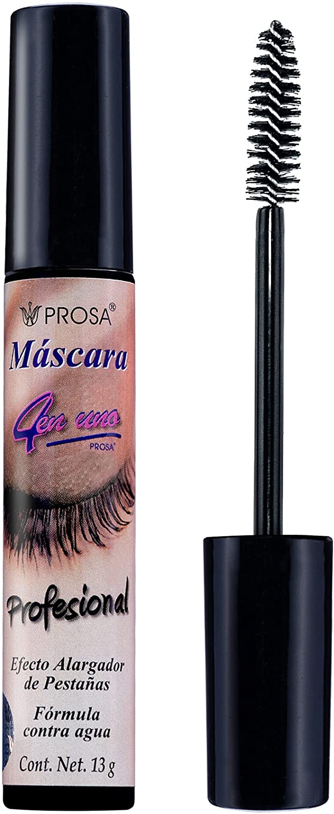 MASCARA 4 en UNO Profesional Color NEGRO Tubo c/13 G.