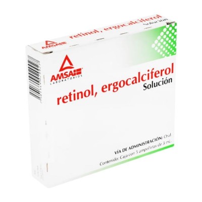 RETINOL/ERGOCALCIFEROL (Amsa) Sol. Ingble. c/5 AMPTAS. 6000-400 UI/3 ML.