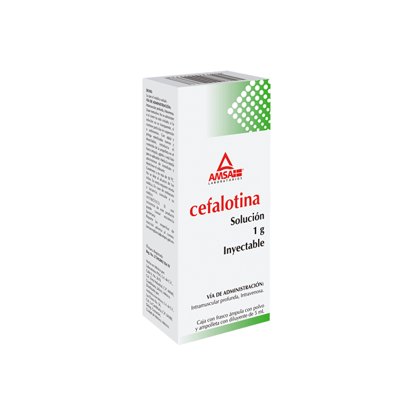 CEFALOTINA (Amsa) Sol. Iny. c/1 FCO. AMP. 1 G/5 ML. 