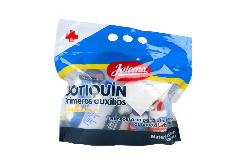 BOTIQUÍN PRIMEROS AUXILIOS (Jaloma) "Contenido Ideal" Bolsa c/22 Pzs.