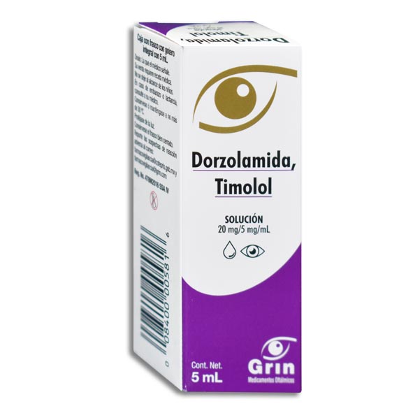 DORZOLAMIDA/TIMOLOL (Grin) SOL. OFT. Fco. Gotero 5 ML. 20-5 MG/1 ML.