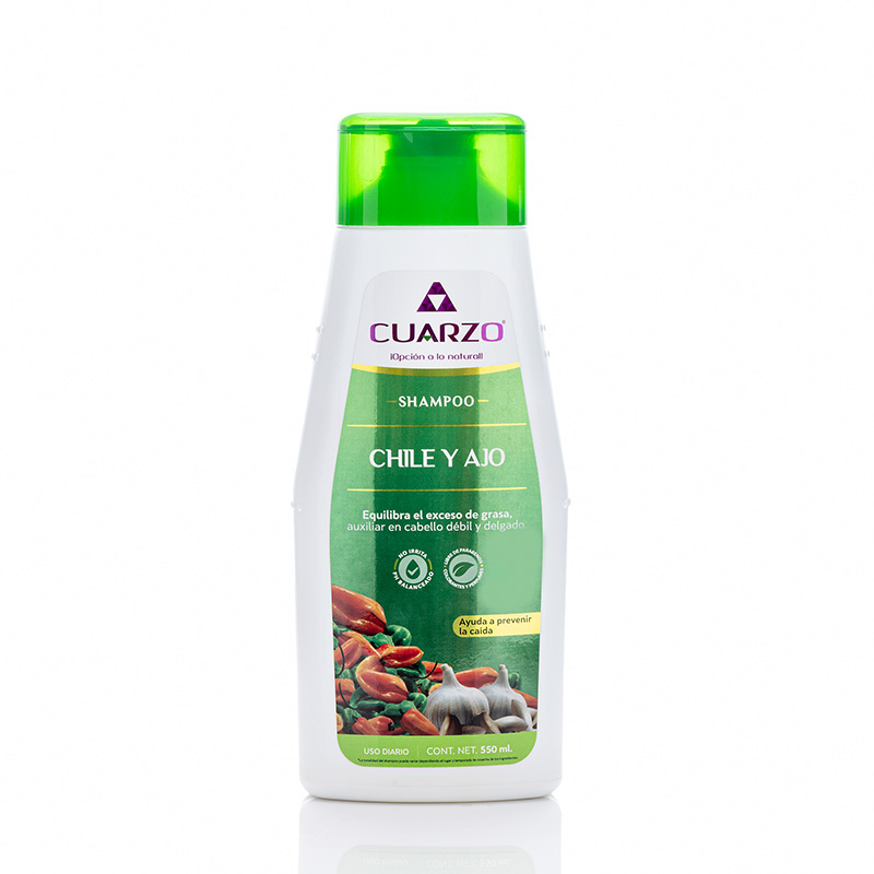 SHAMPOO CHILE Y AJO Uso Diario (Cuarzo) 550 ML.