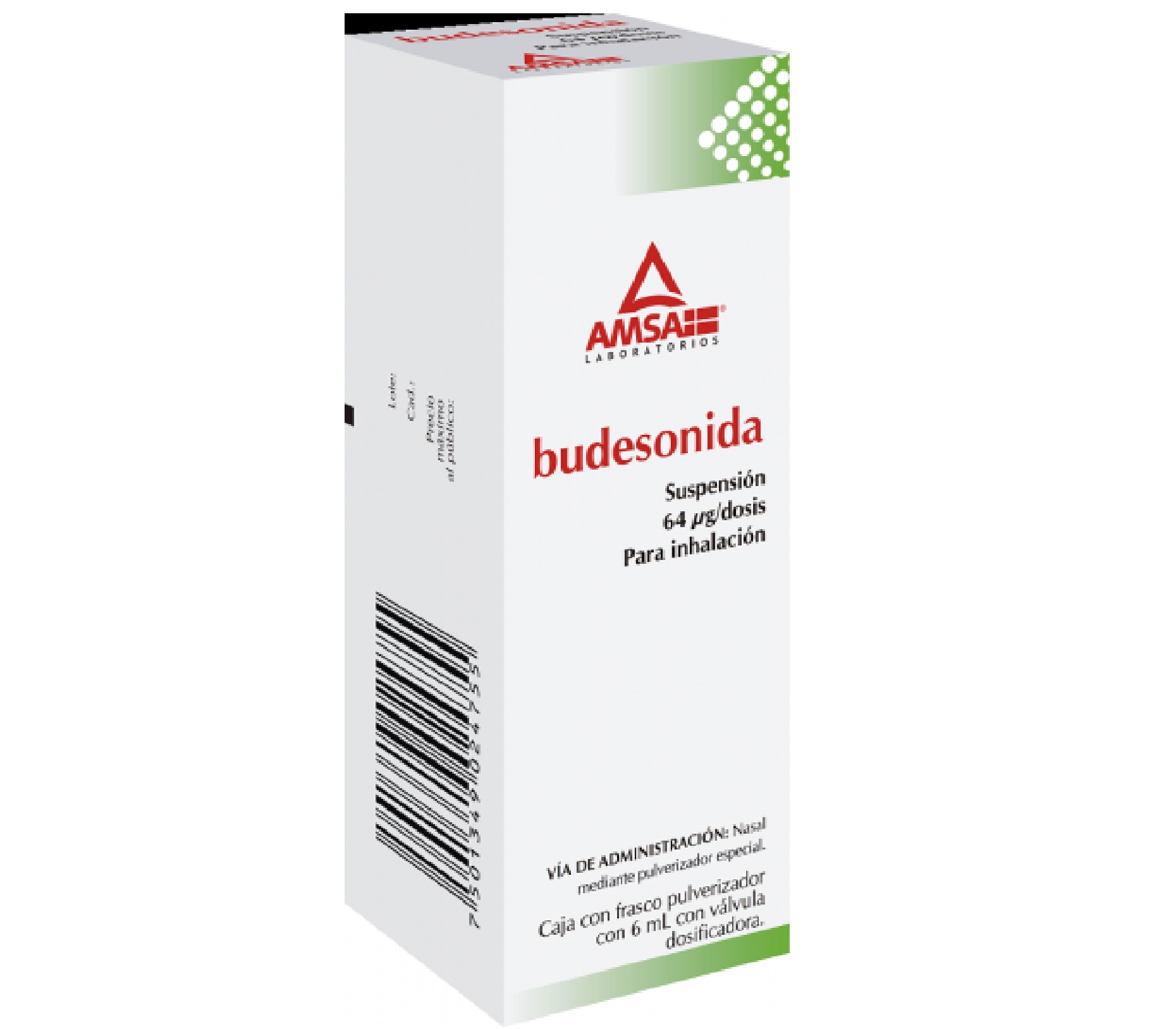 BUDESONIDA (Amsa) SUSP. NASAL p/Inhaln. Fco. 6 ML. c/120 Dosis 64 MCG.
