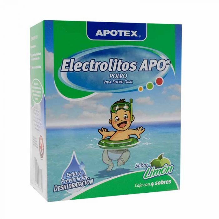 ELECTROLITOS APO POLVO Sab. LIMÓN Cja. c/ 4 SOBS. 28.3 G. p/1 L.