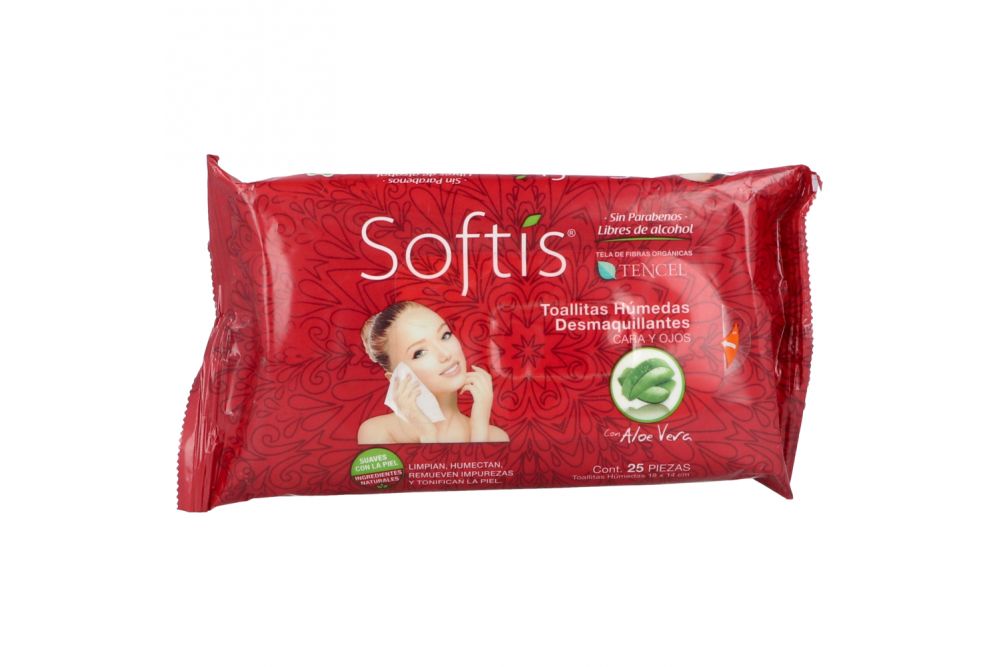 SOFTIS TOALLAS DESMAQUILLANTES Cara y Ojos Paq. c/25 Pzs.