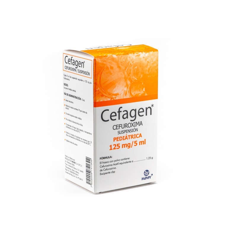 CEFAGEN SUSP. Pediátrica Fco. 50 ML. 125 MG/5 ML.