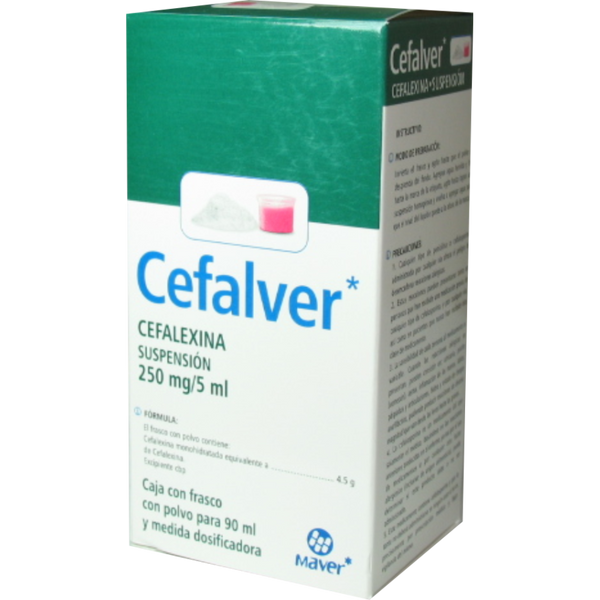 CEFALVER SUSP. Fco. 90 ML. 250 MG/5 ML. cefalexina