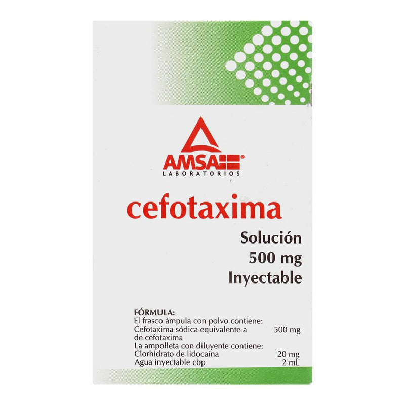 CEFOTAXIMA (Amsa) I.M. Sol. Iny. c/1 FCO. AMP. 500 MG/2 ML.