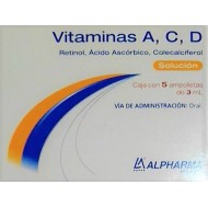 RETINOL/ÁCIDO ASCÓRBICO/COLECALCIFEROL (Alpharma) Sol. Oral c/5 AMPTAS. 3 ML.