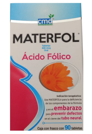MATERFOL c/90 TABS. 400 MCG.