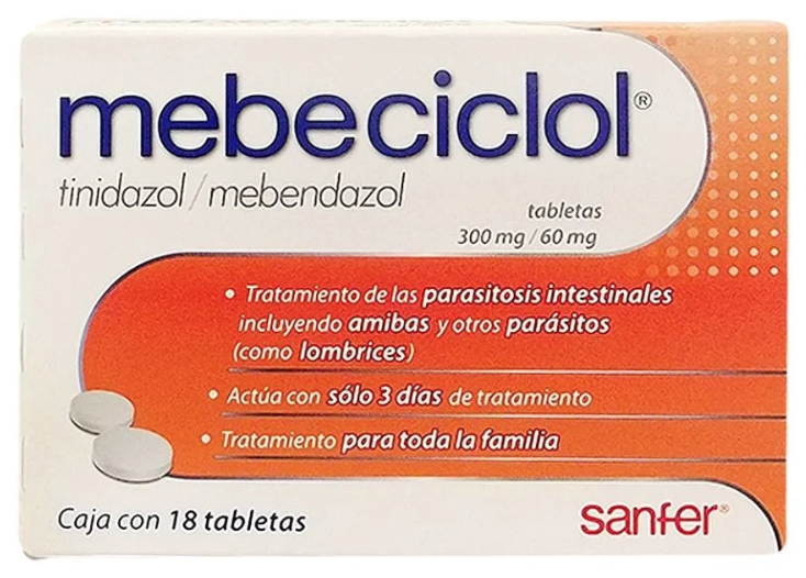 MEBECICLOL c/18 TABS. 300/60 MG.