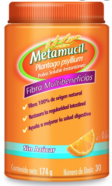 METAMUCIL POLVO Sab. Naranja S/A Fco. c/174 G. 56.18 G/100 G.
