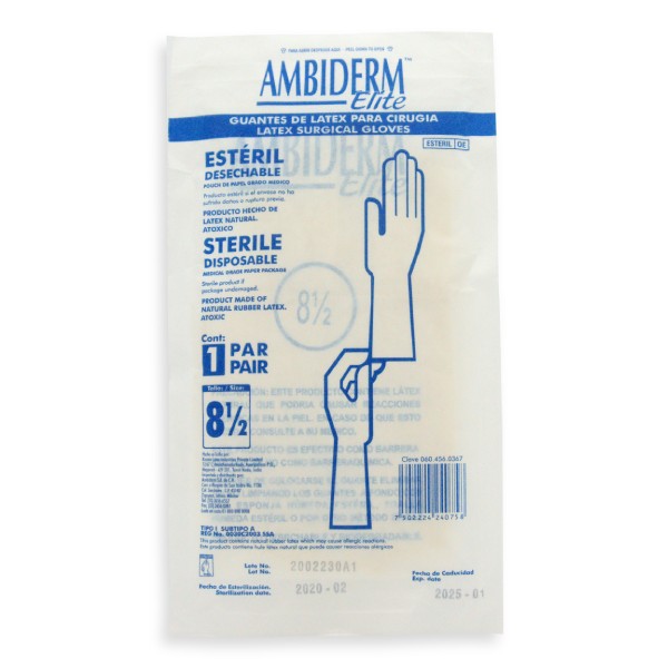 AMBIDERM Elite GUANTES LTX CIRUGÍA Estéril Talla 8-1/2 c/1 PAR.
