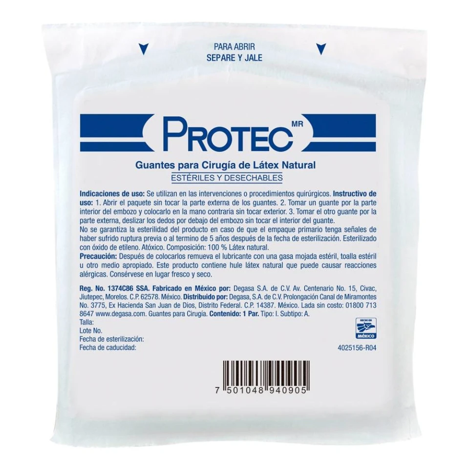 GUANTES LÁTEX CIRUGÍA Estéril (Protec) Talla 7 c/1 PAR.