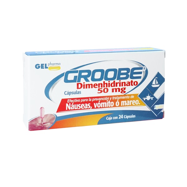 🚚GROOBE Dimenhidrinato 50mg 24caps