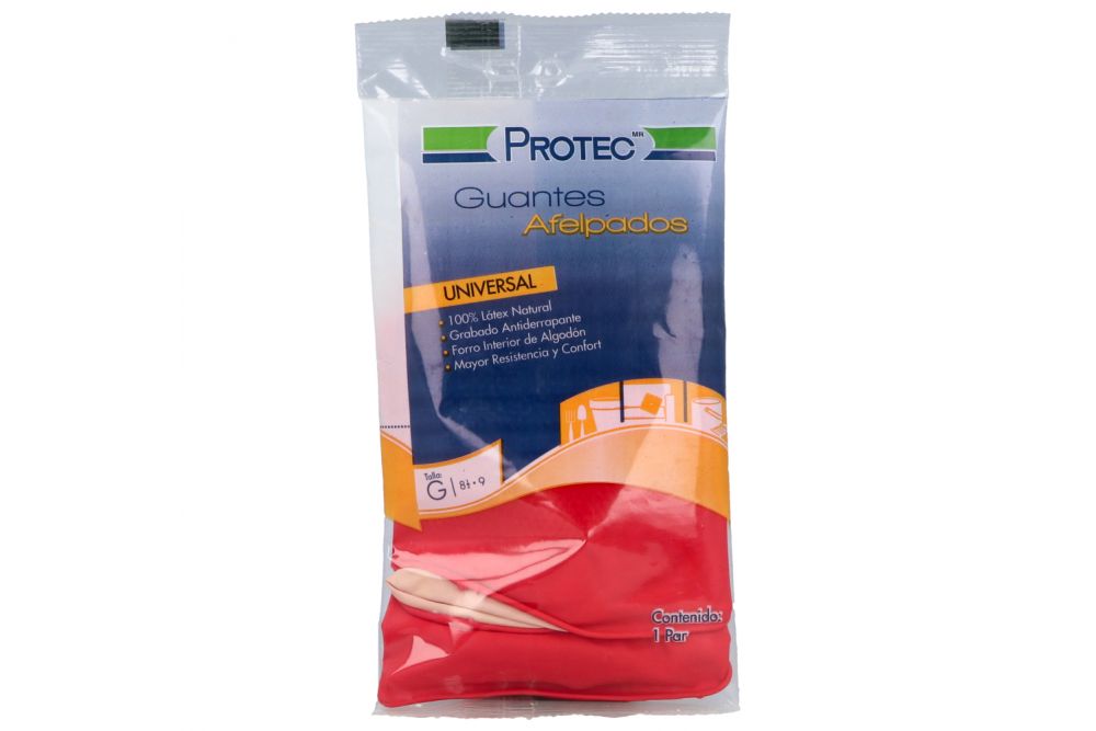 GUANTES AFELPADOS DE LÁTEX (Protec) Talla G (8 1/2-9) c/1 PAR.