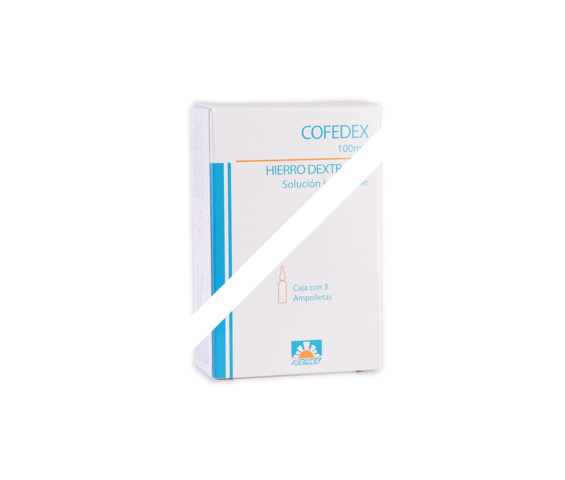 COFEDEX Sol. Iny. c/3 AMPTAS. 100 MG/2 ML. hierro dextrano