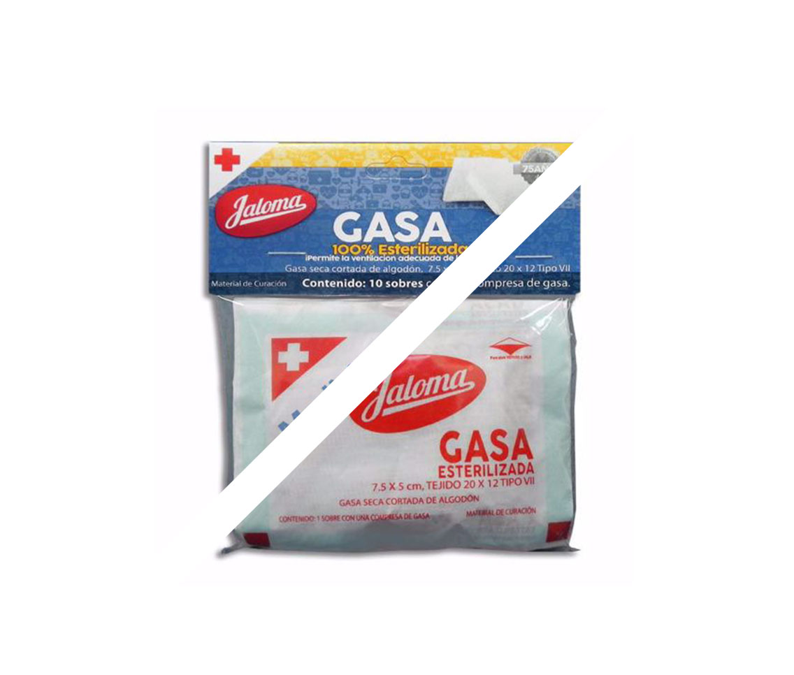 GASA SIMPLE ESTÉRIL (JALOMA) 7.5X5CM. T20X12, 8C.