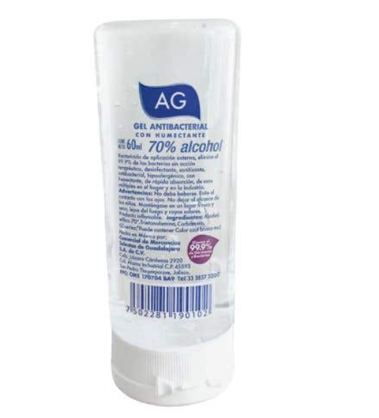 GEL ANTIBACTERIAL p/MANOS al 75% (AG) Fco. c/  60 ML.