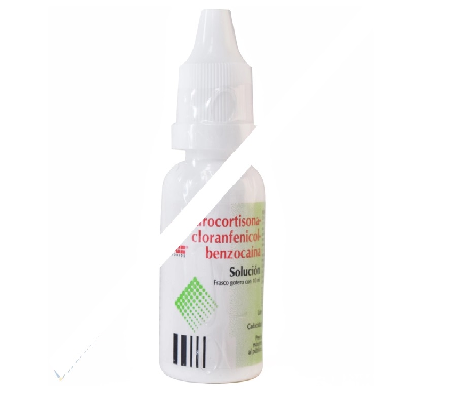 HIDROCNA/CLORANF/BENZOCNA. SOL. ÓTICA Fco. Got. 10 ML. 10-25-20 MG/1 ML. hidrocortisona+cloranfenicol+benzocaina