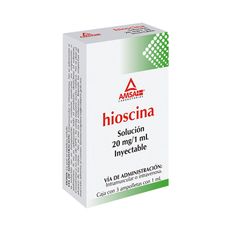 HIOSCINA (Amsa) Sol. Iny. c/3 AMPTAS. 20 MG/1 ML.