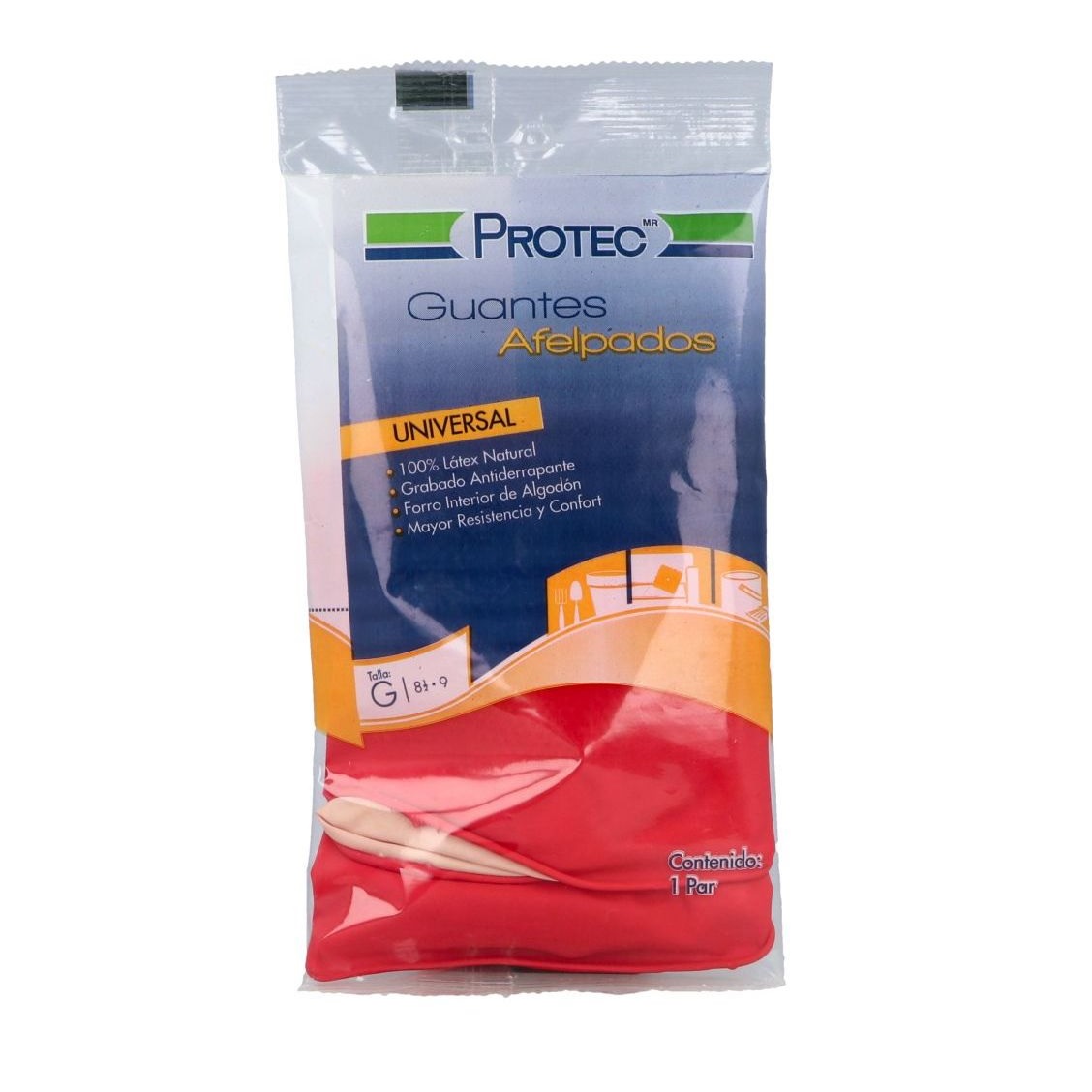 GUANTES AFELPADOS DE LÁTEX (Protec) Talla M (7 1/2-8) c/1 PAR.