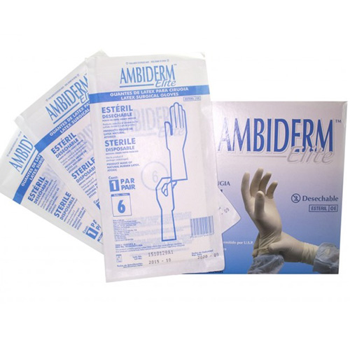 AMBIDERM ELITE GUANTES LTX CIRUGÍA ESTÉRIL DISTINTAS TALLAS 
