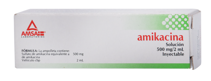 AMIKACINA (AMSA) SOL. INY. C/1 AMPTA. 500 MG/2 ML.