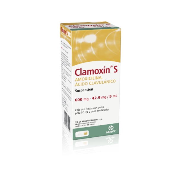 CLAMOXÍN-S SUSP. Fco. 50 ML. 600-42.9 MG/5 ML.