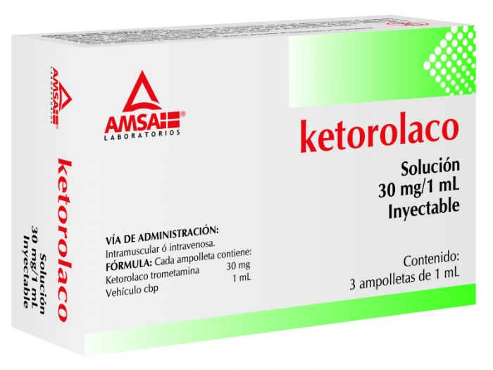 KETOROLACO (AMSA) SOL. INY. C/3 AMPTAS. 30 MG/1 ML
