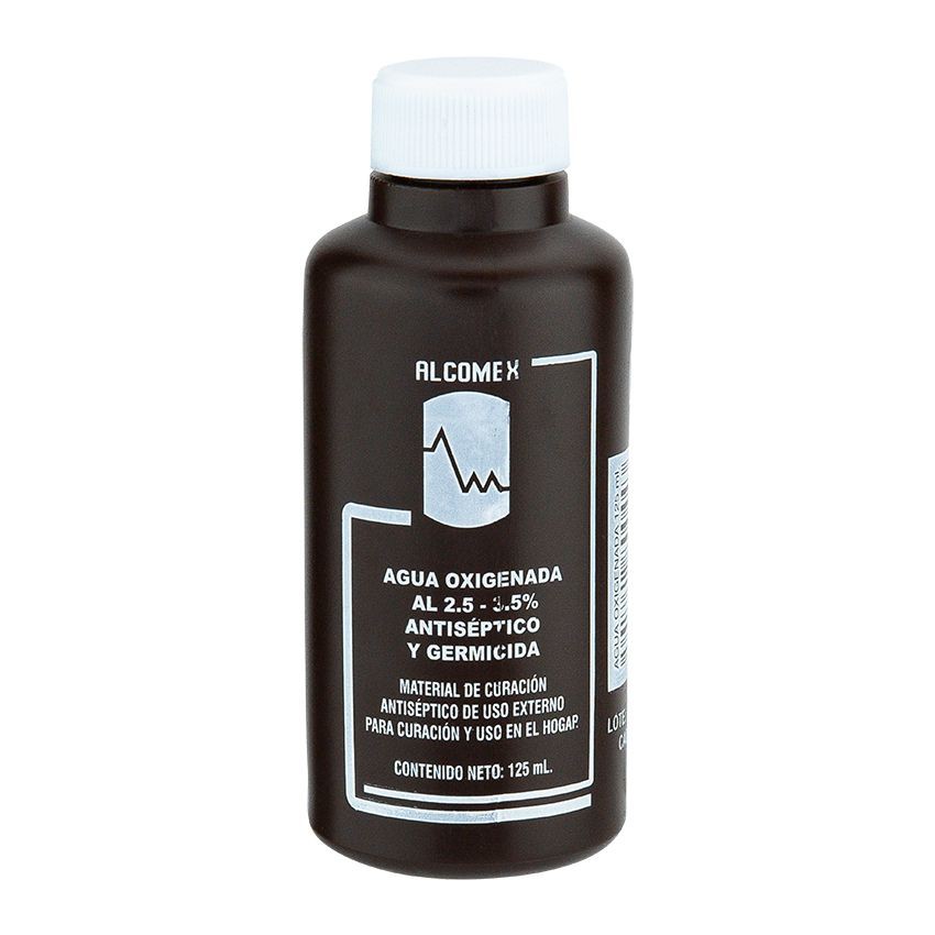 AGUA OXIGENADA (Alcomex) SOLUCIÓN al 2.5-3.5%  Fco. 125 ML.