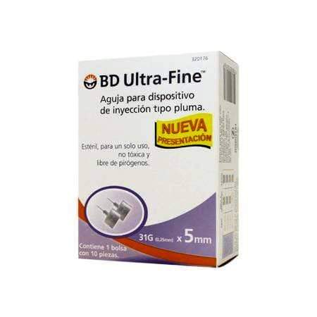 AGUJA PARA DISP. INY. TIPO PLUMA (BD U-FINE) 31GX5